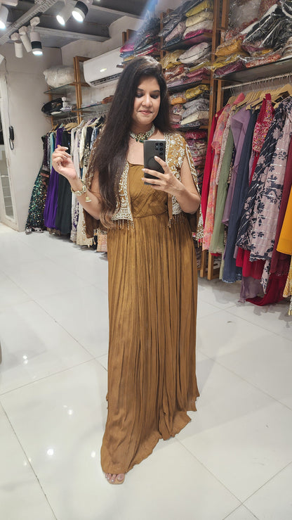 One piece dress with Embroided jacket