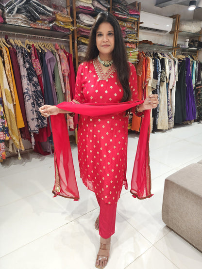 Deepika pink straight suit