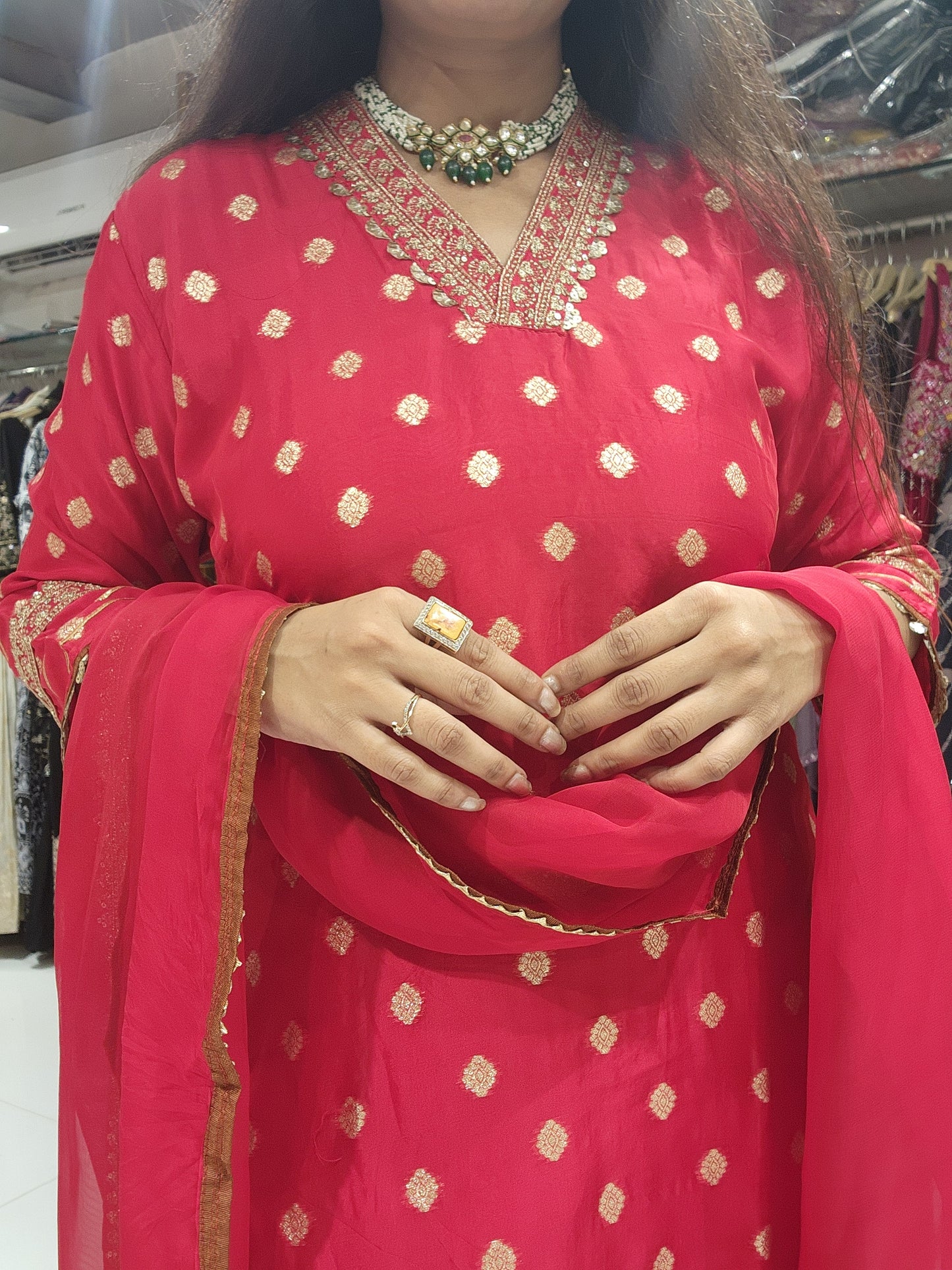 Deepika pink straight suit