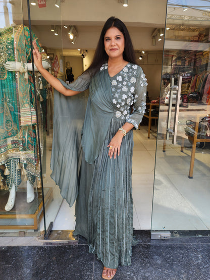 Metallick green kaftan style maxi gown