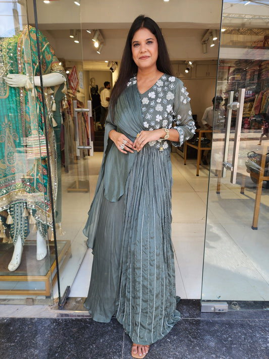 Metallick green kaftan style maxi gown