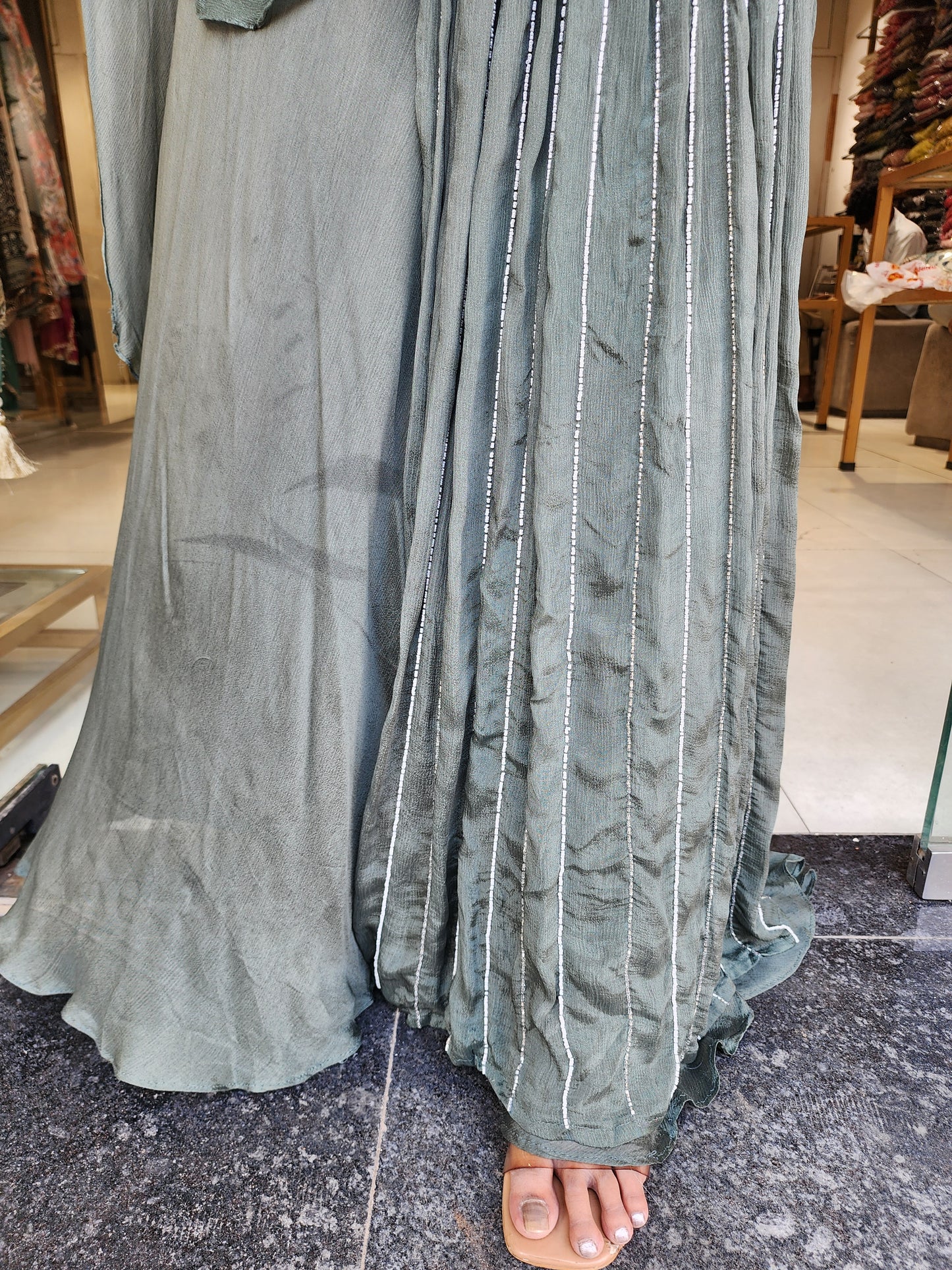 Metallick green kaftan style maxi gown