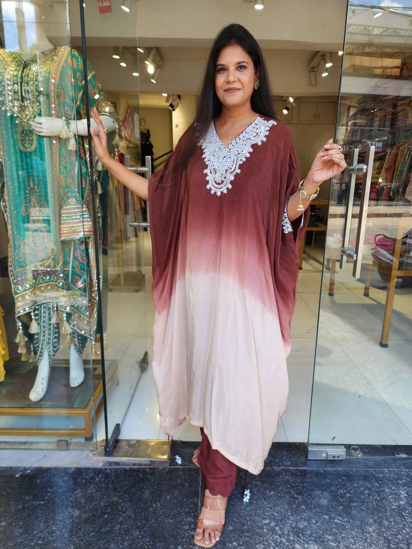 Brown ombre kaftaan suit