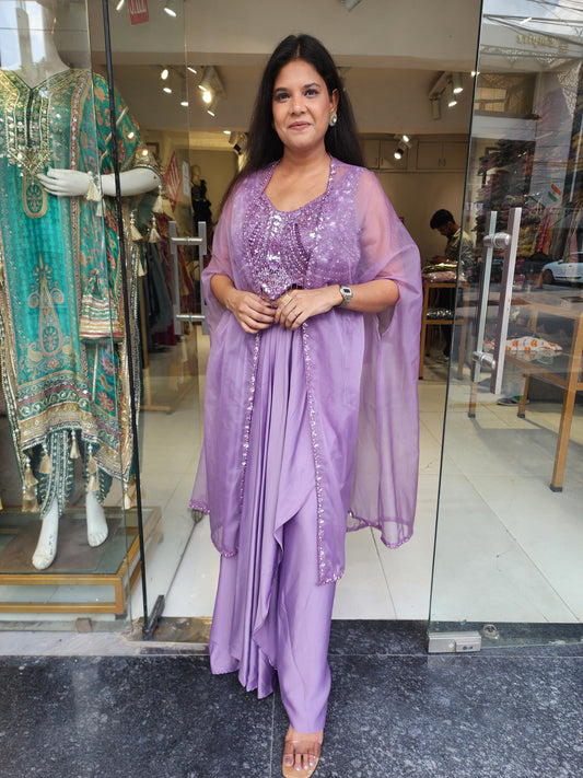 Dilkash Onion pink indowestern cowl dress