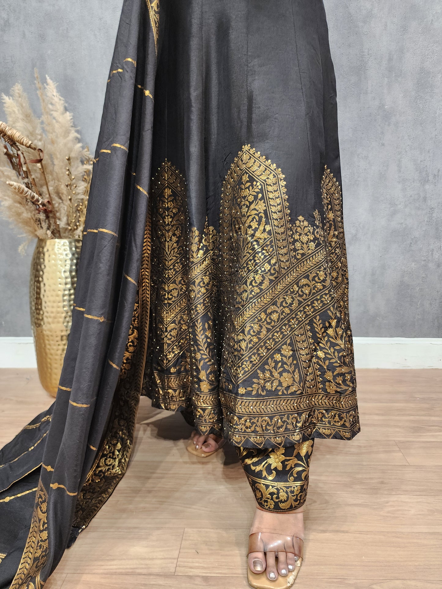 Rutba black anarkali plazo suit