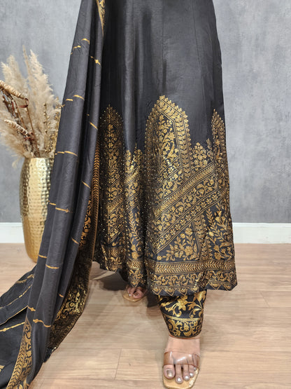 Rutba black anarkali plazo suit
