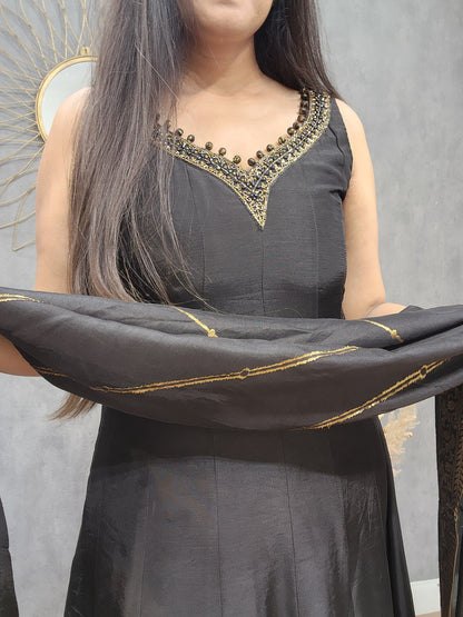 Rutba black anarkali plazo suit