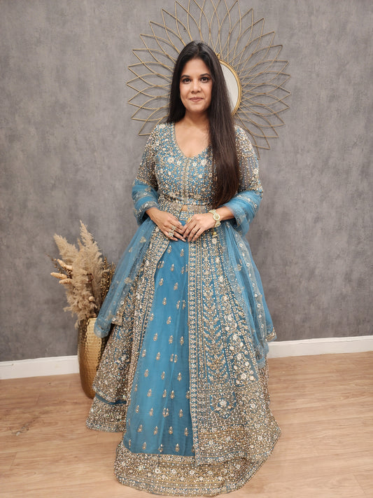 Jodha 3pc centre slit indowestern dress