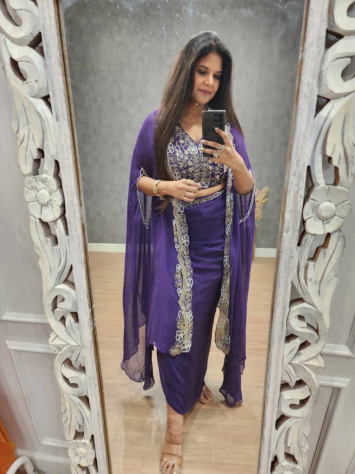 Zena purple 3pc cowl dress