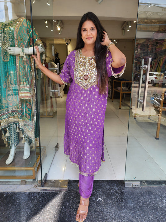 Purple mirror work crush tissue firan