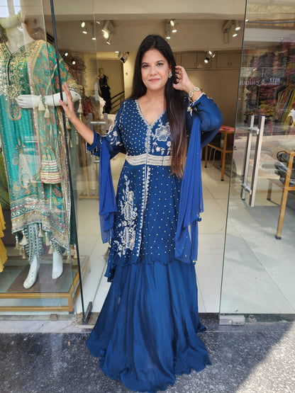 Blue centre slit maxi gown