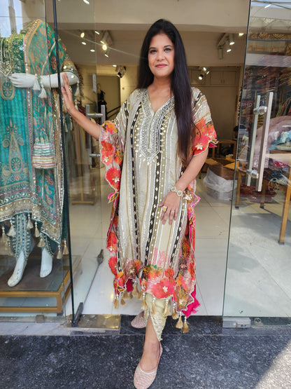 Shades of green gotapatti kaftan set