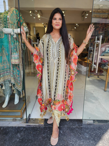 Shades of green gotapatti kaftan set