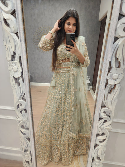 Zeenat mint green lehenga set