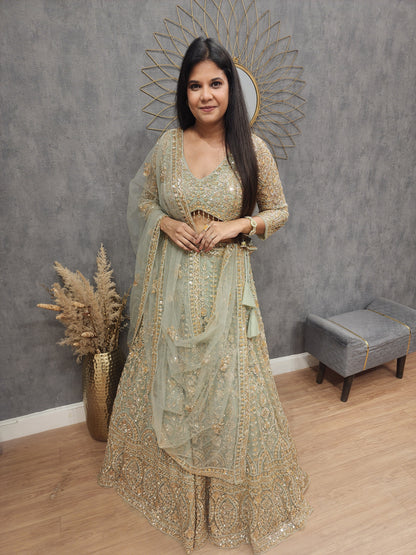 Zeenat mint green lehenga set