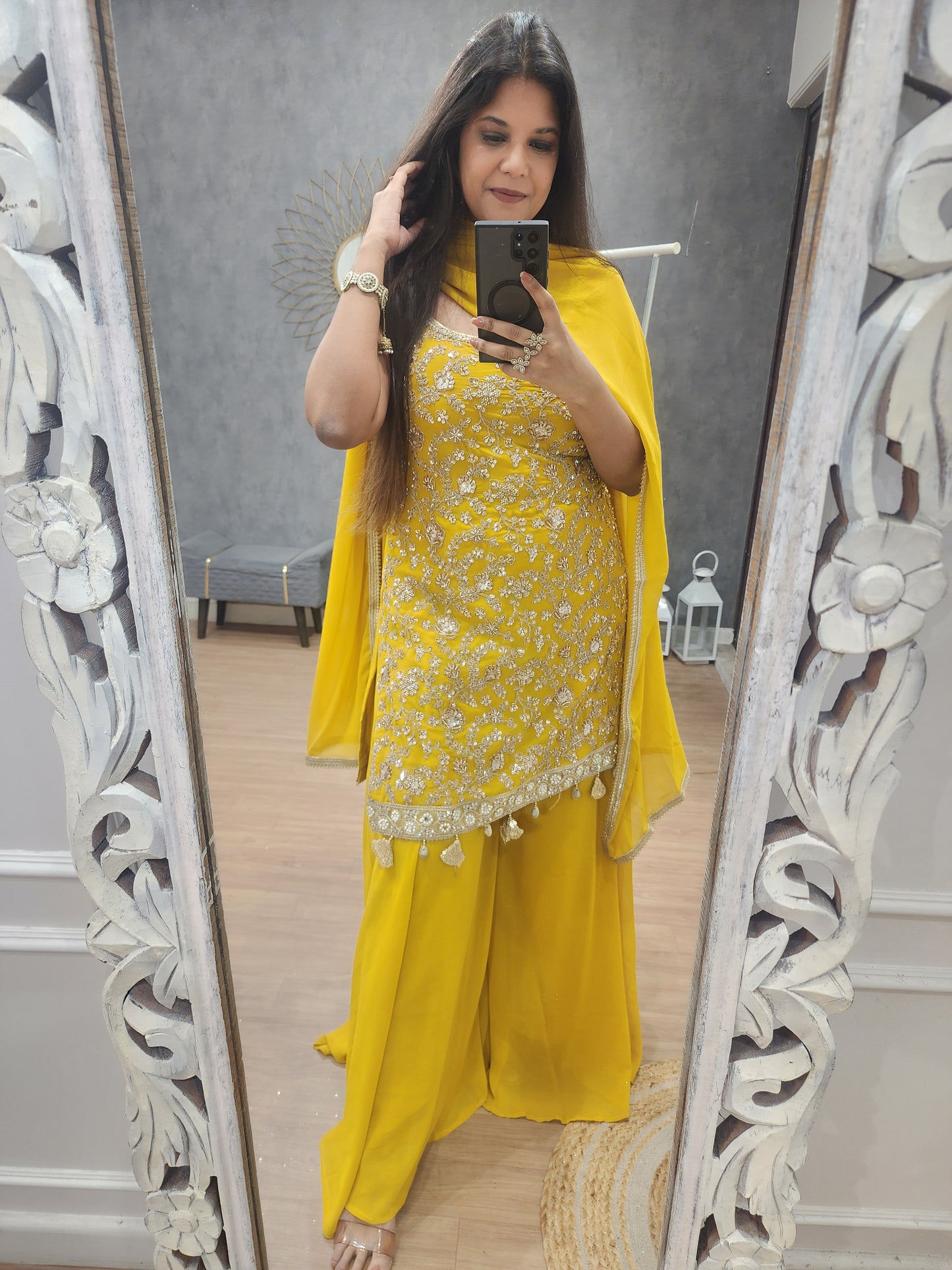 Mahi yellow sharara suit