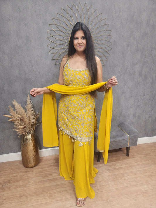 Mahi yellow sharara suit
