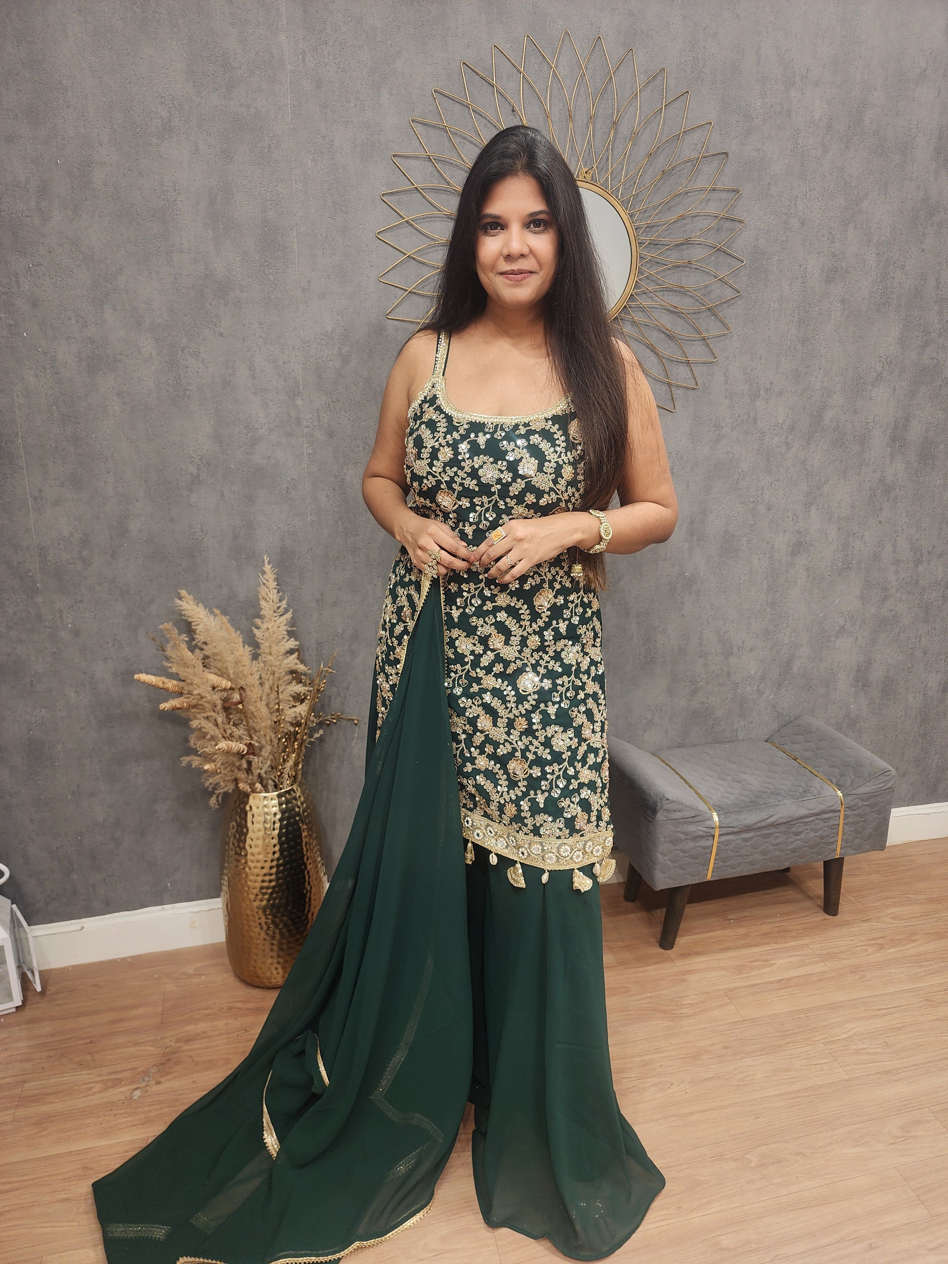 Mahi green sharara suit MODERNSAHIBA Mahi green sharara suit MODERNSAHIBA