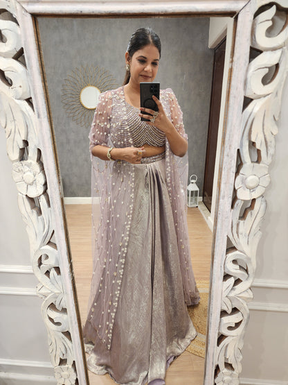 Mayra onion pink 3piece indowestern dress