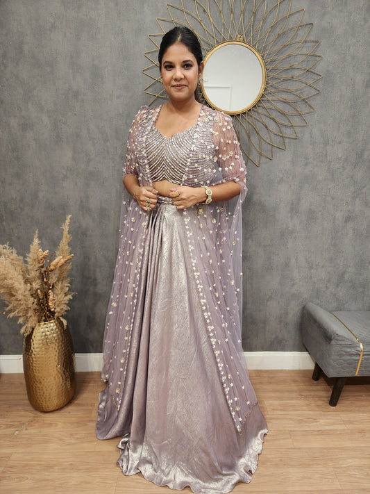 Mayra onion pink 3piece indowestern dress