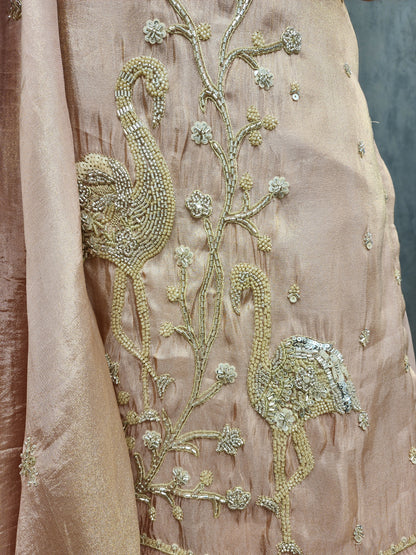 Swan peach Embroided sharara suit