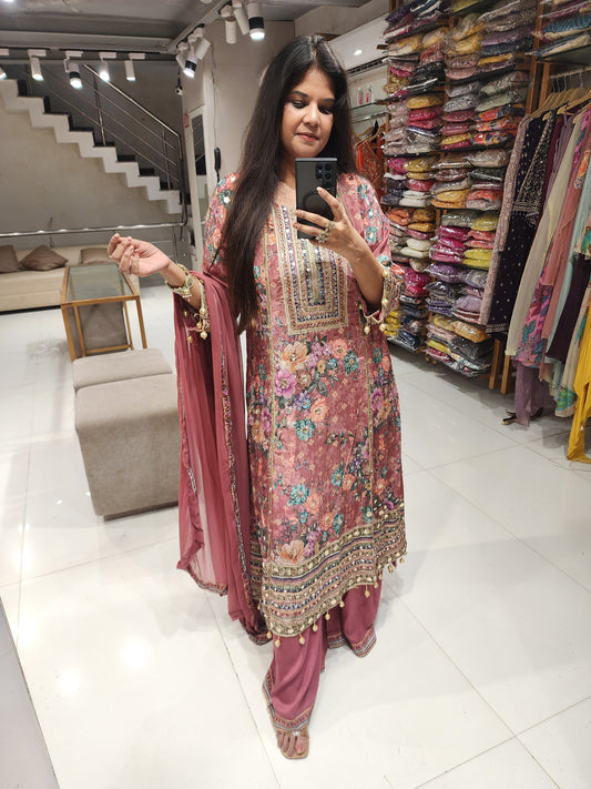 Zubeda A line crepe indowestern suit