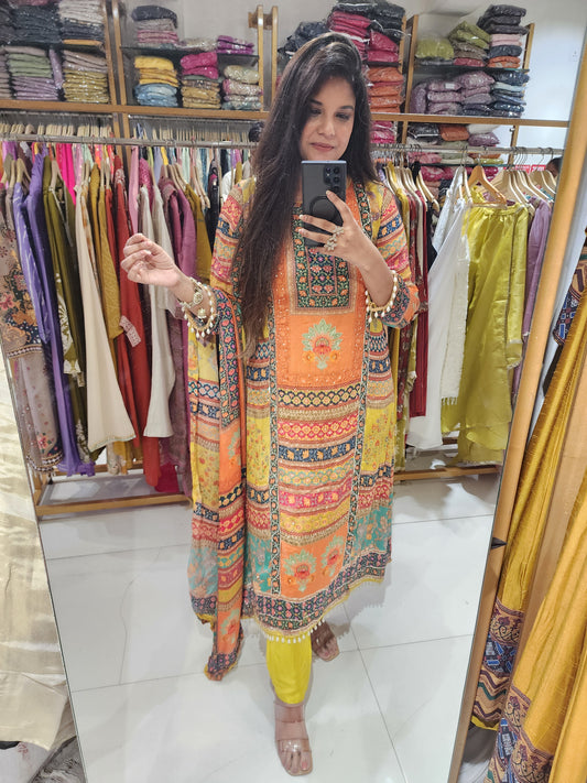 Zubeda Digital print a line suit
