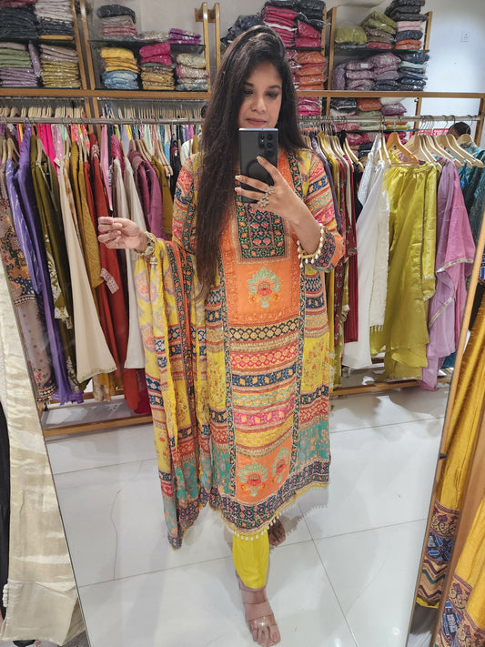 Zubeda Digital print a line suit