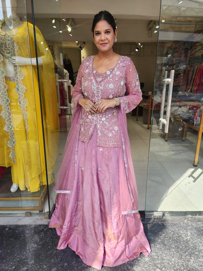 Kurbat onion pink indowestern dress