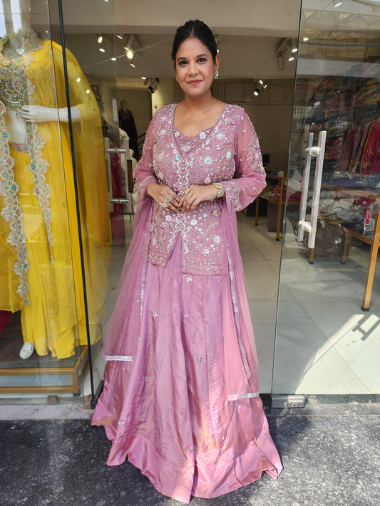 Kurbat onion pink indowestern dress