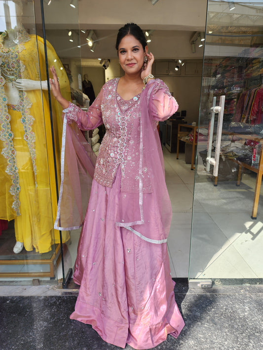 Kurbat onion pink indowestern dress