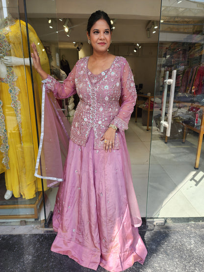 Kurbat onion pink indowestern dress