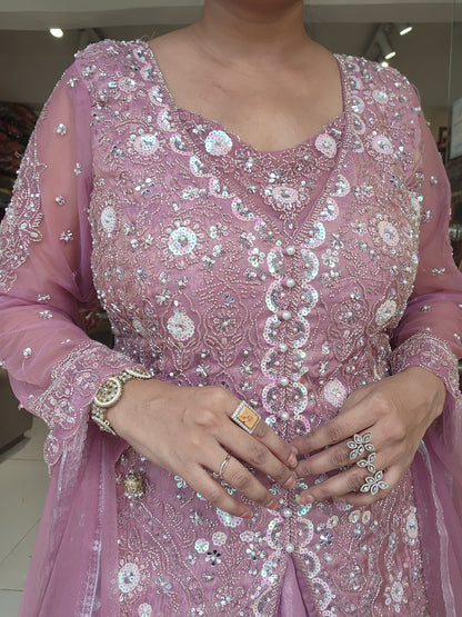 Kurbat onion pink indowestern dress