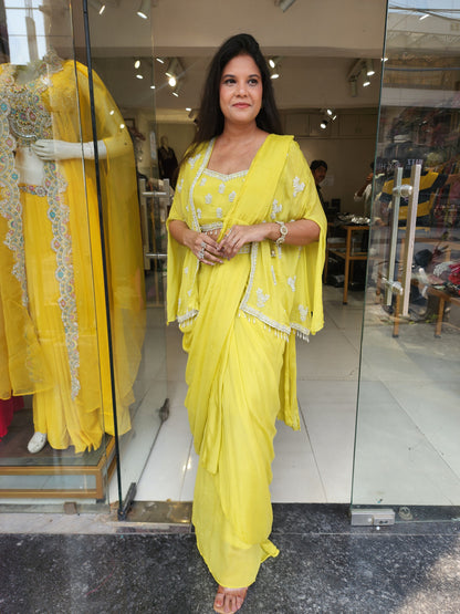 Noor lime kaftan style drape saree