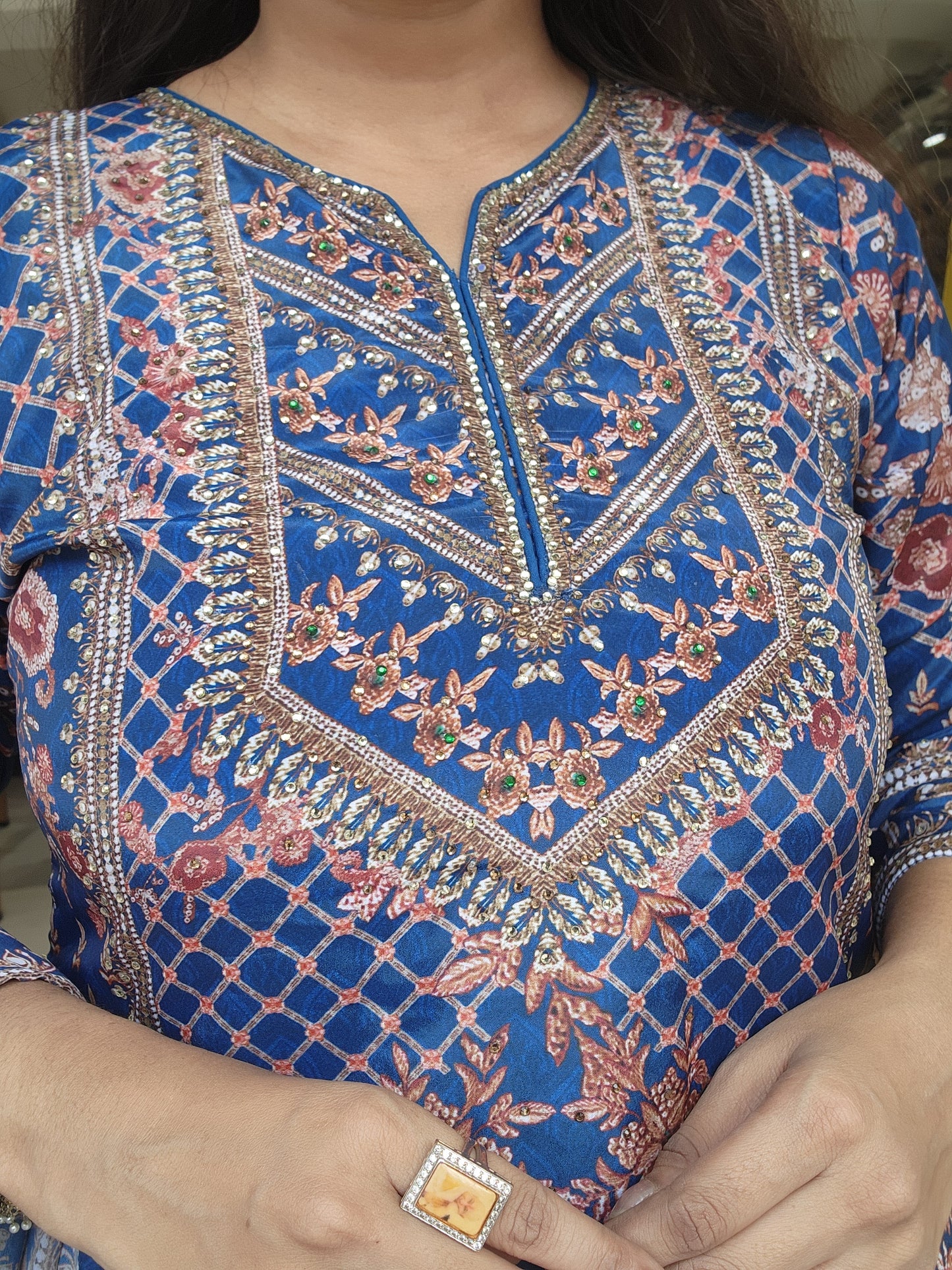 Shehnaaz Blue digital print sharara suit
