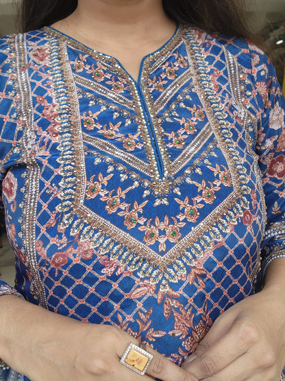 Shehnaaz Blue digital print sharara suit