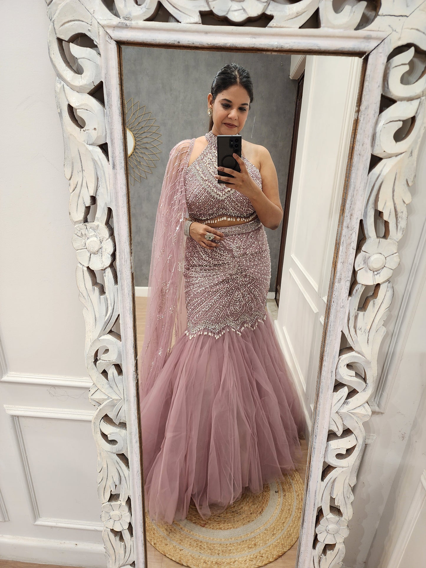 Raas pink cape fishcut lehenga