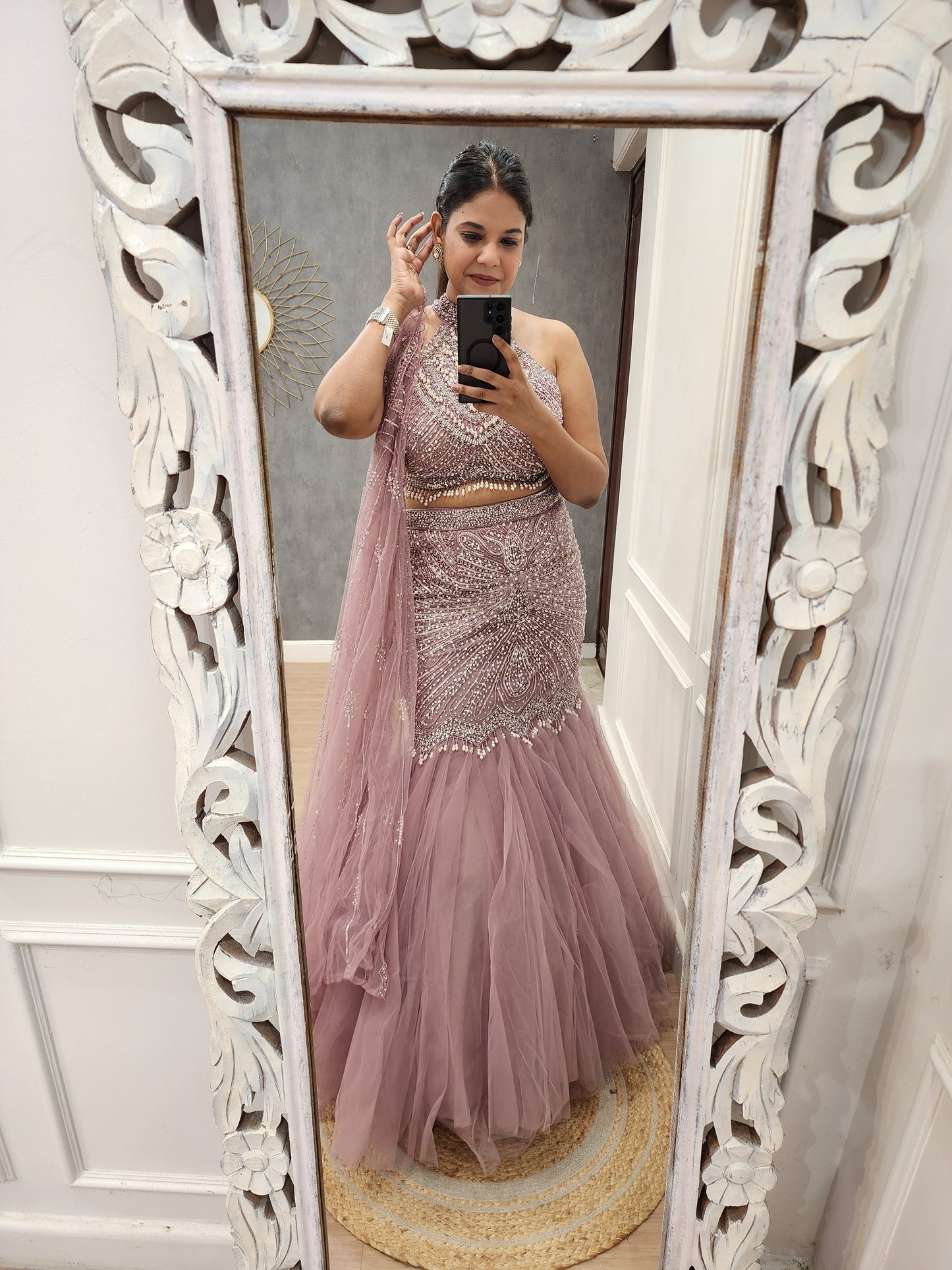 Raas pink cape fishcut lehenga