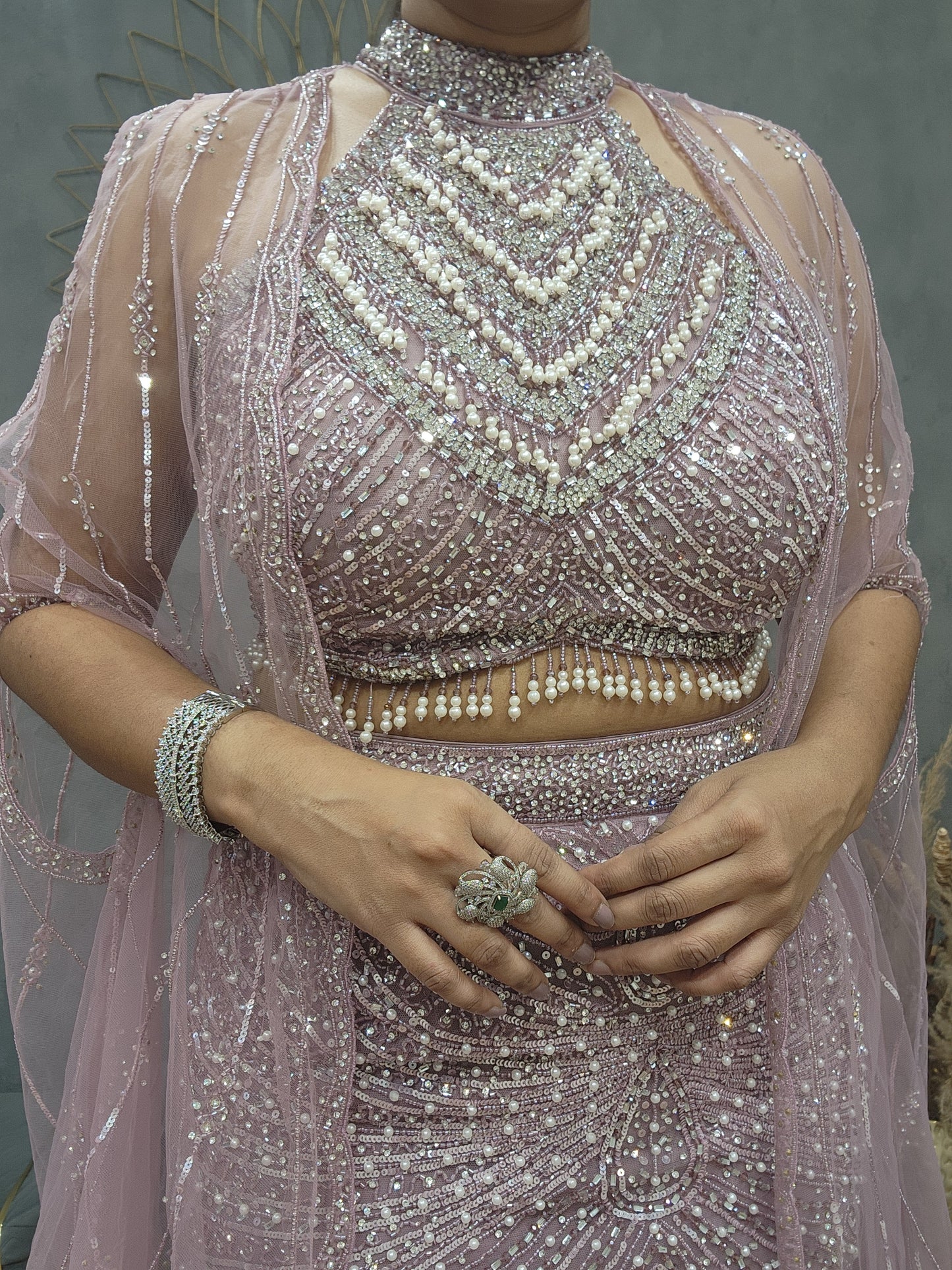 Raas pink cape fishcut lehenga