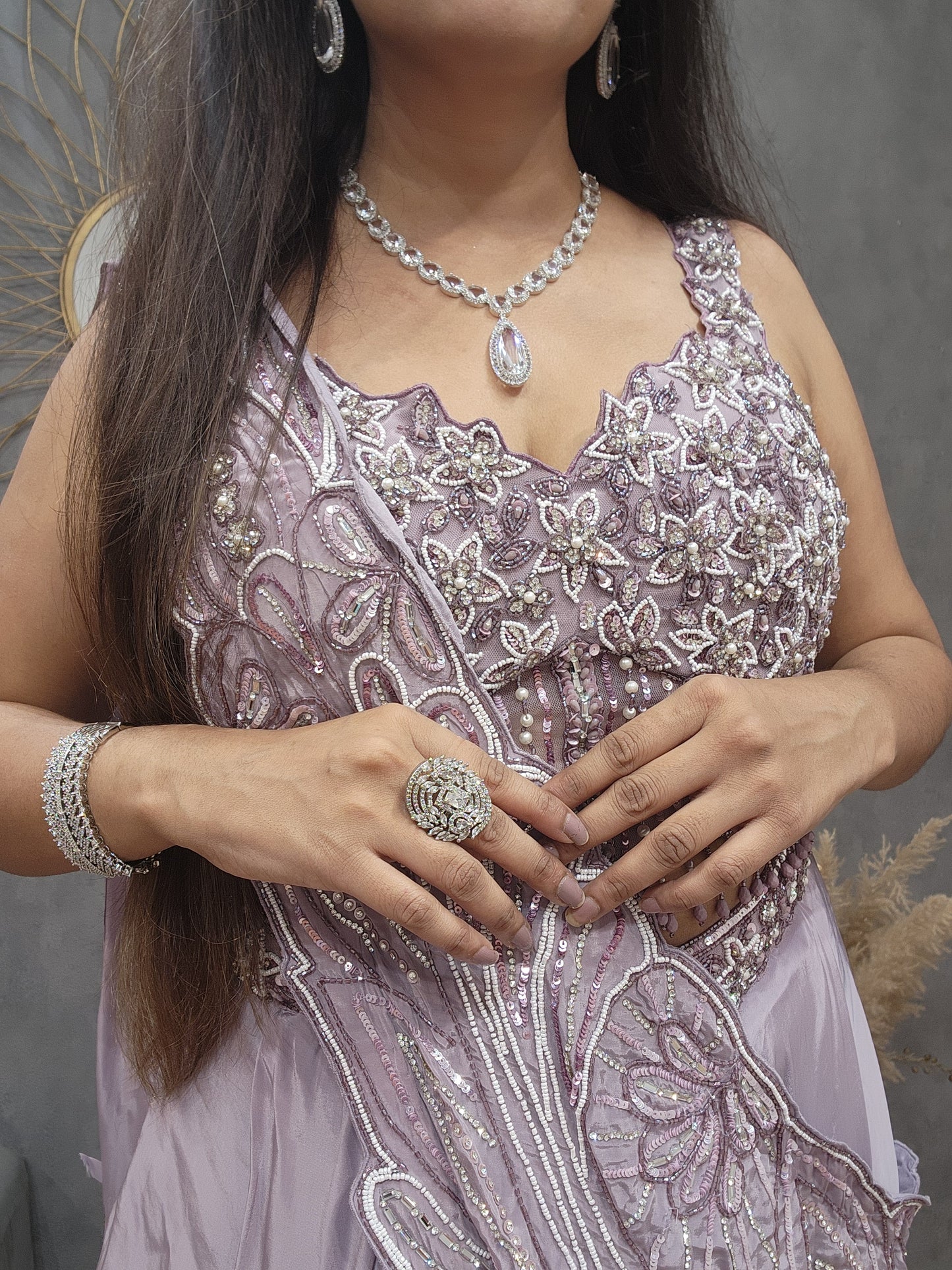 Light purple corset lehenga set