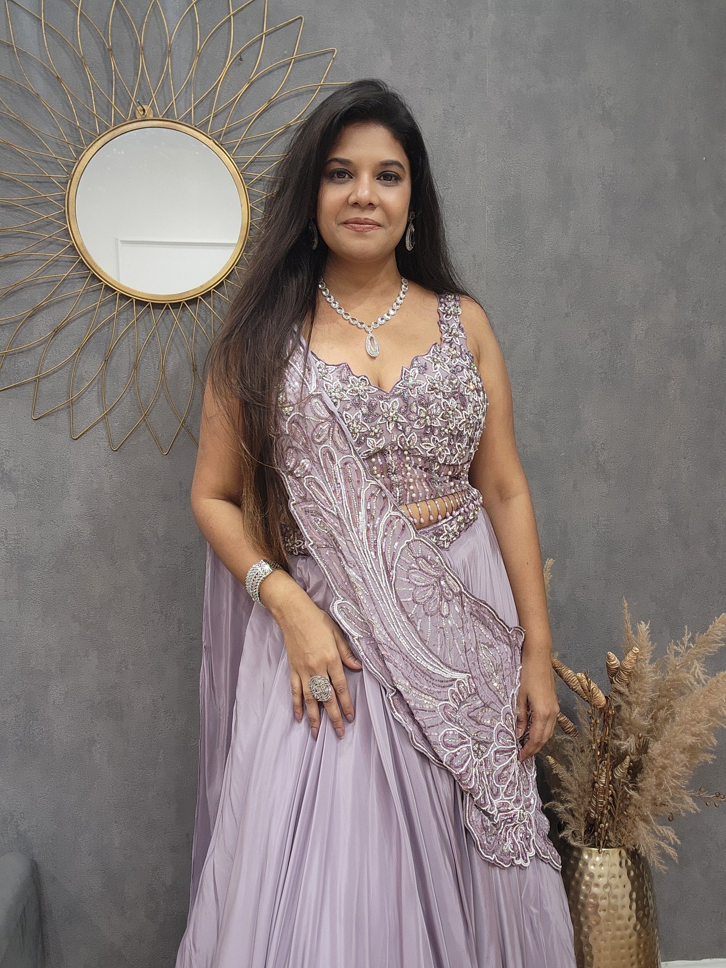 Light purple corset lehenga set