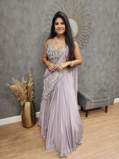 Light purple corset lehenga set