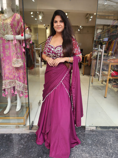 Masakali wine drape saree