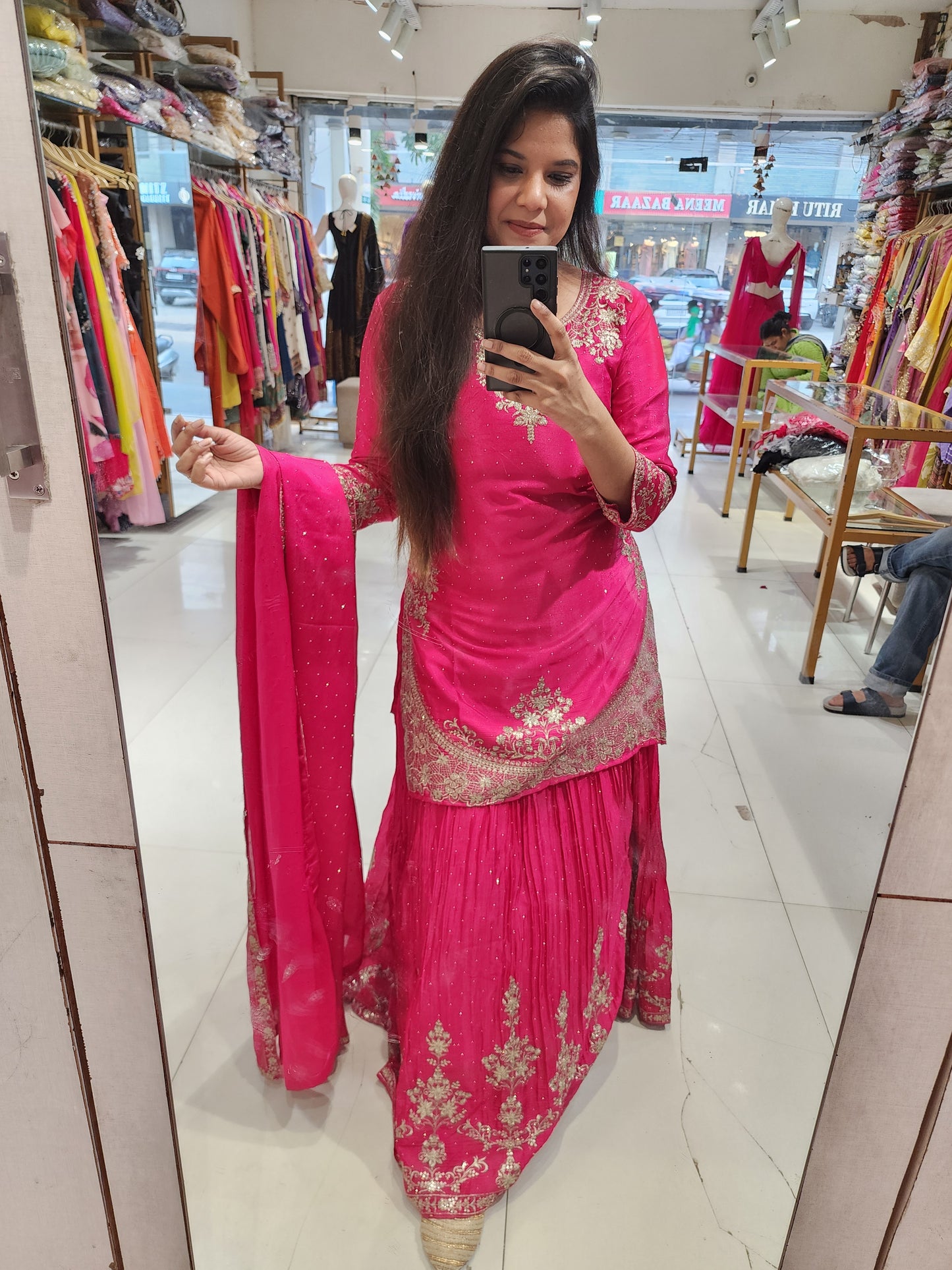 Sakeena hotpink indowestern dress