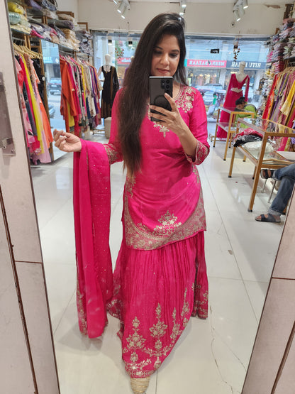 Sakeena hotpink indowestern dress