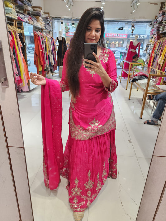 Sakeena hotpink indowestern dress