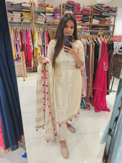 Rangrez off white straight suit