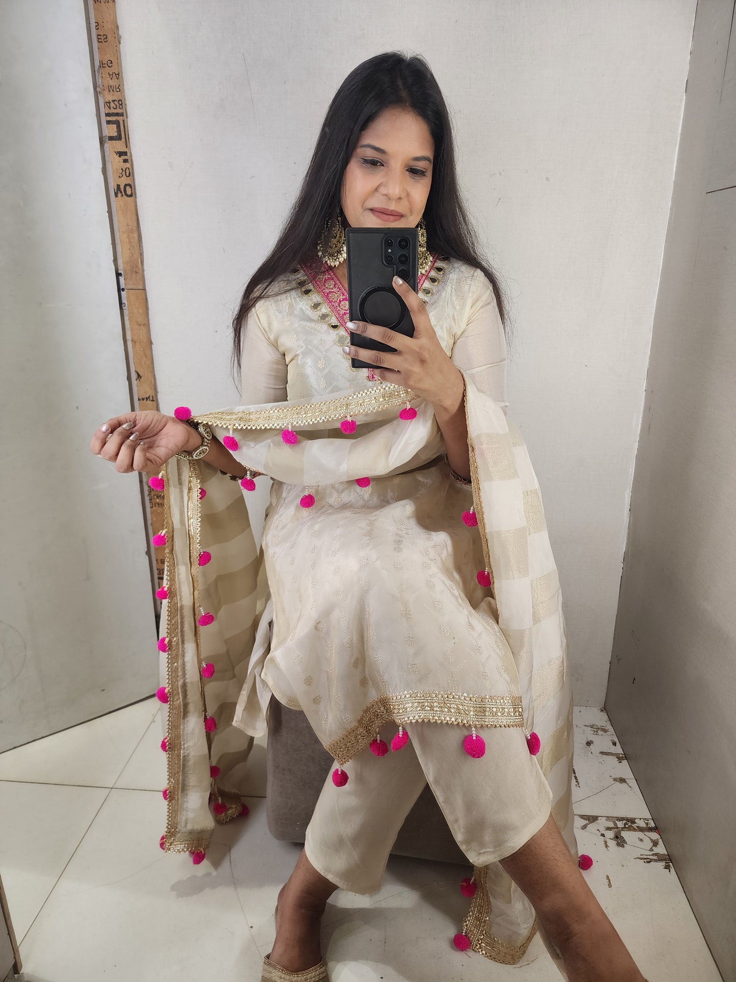 Rangrez off white straight suit