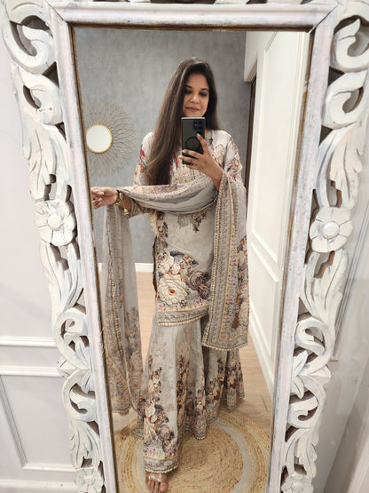 Zeenat digital print garara suit
