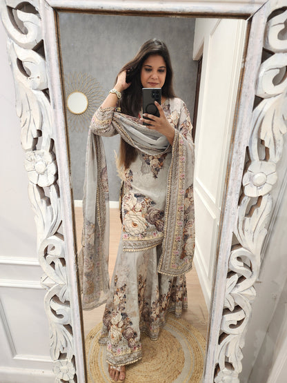 Zeenat digital print garara suit